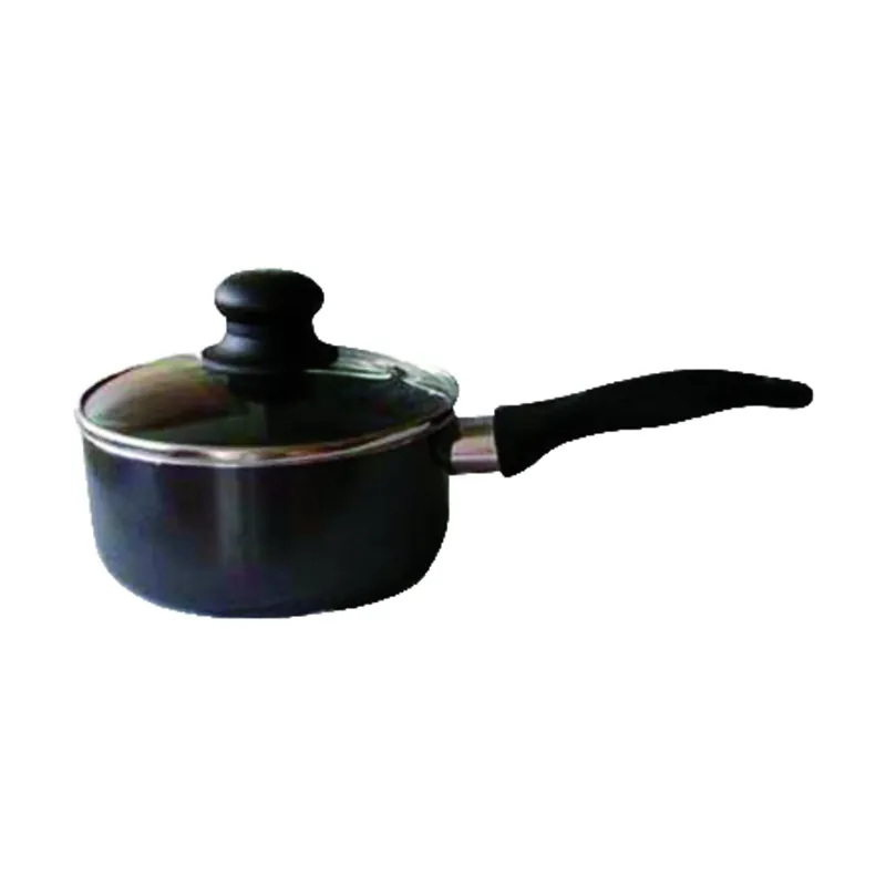 2 Quart Aluminum Saucepan With Tempered Glass Lid - Charcoal Black