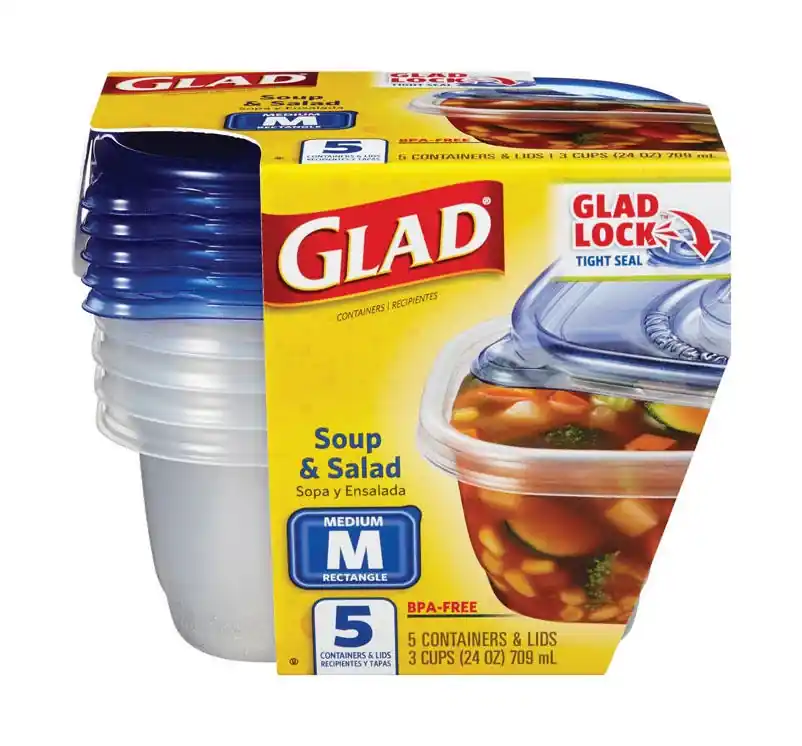 Glad BBG10076 Clear 24‑oz Medium Soup & Salad Storage Container – Microwave & Freezer Safe