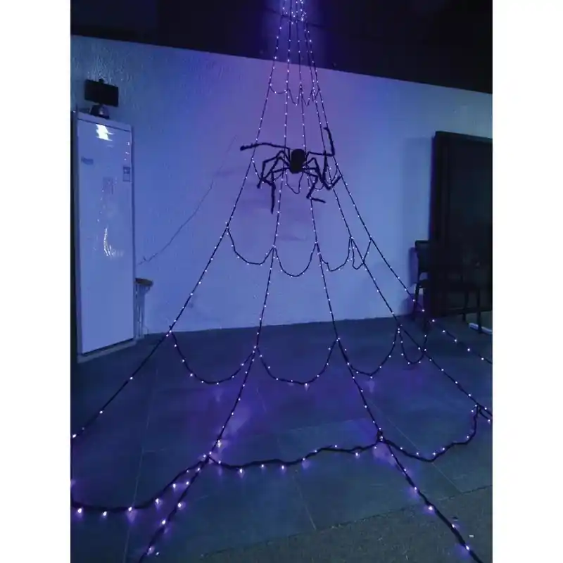 400 Count Led Prelit Giant Spider Web Hanging Decor - Orange/purple