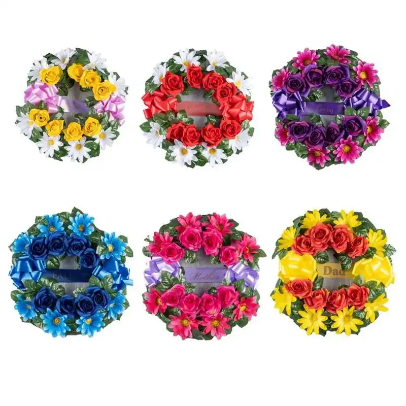 Gerson 6‑Piece Memorial Wreath Set – 16‑Inch Tribute For Indoor & Outdoor Use