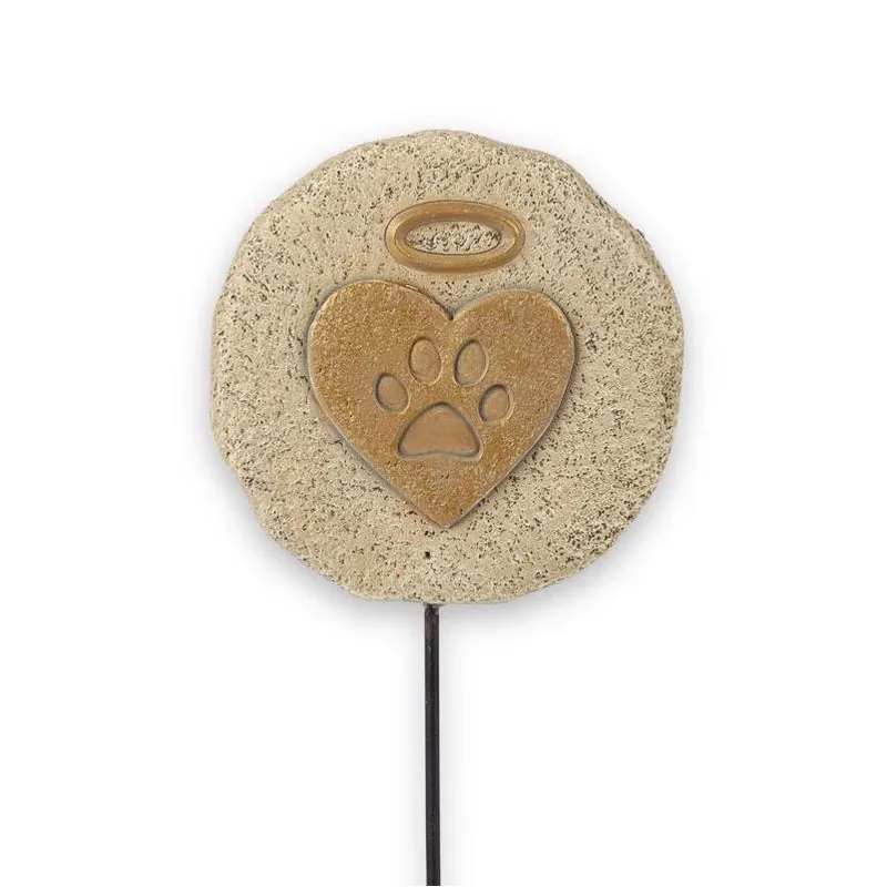 Gerson 12‑Inch Outdoor Paw‑Print Pet Memorial Yard Stake – Cement & Metal