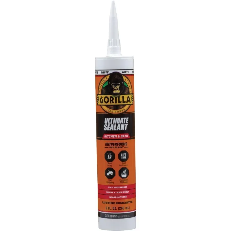 White 9‑oz Silicone Kitchen & Bath Sealant – Gorilla Waterproof Caulk