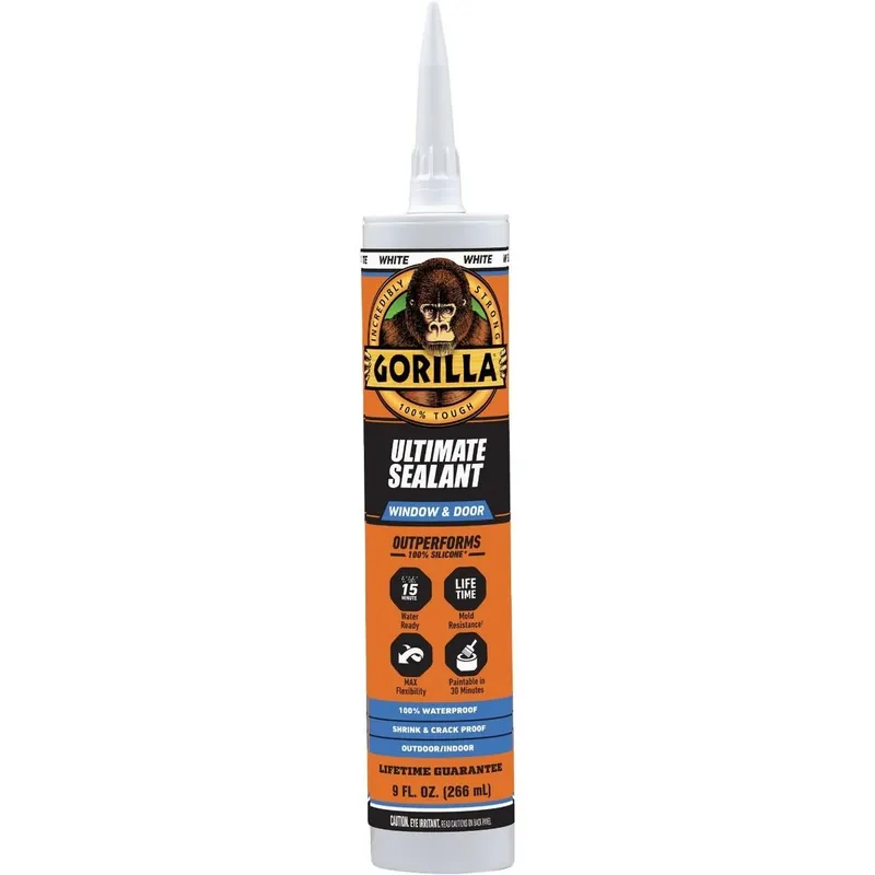 Gorilla 9 oz White Silicone Window & Door Sealant – Fast‑Cure Waterproof, Mold‑Resistant