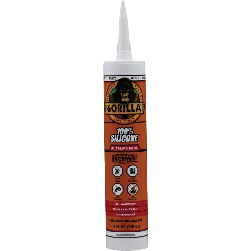 Gorilla 10‑Oz White Silicone Sealant – Waterproof Caulk For Kitchen, Bath & More