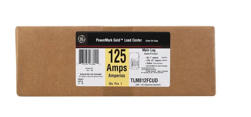 GE PowerMark Gold TLM 125A 16‑Circuit Load Center – 8‑Space NEMA 1 Wall‑Mount Panel