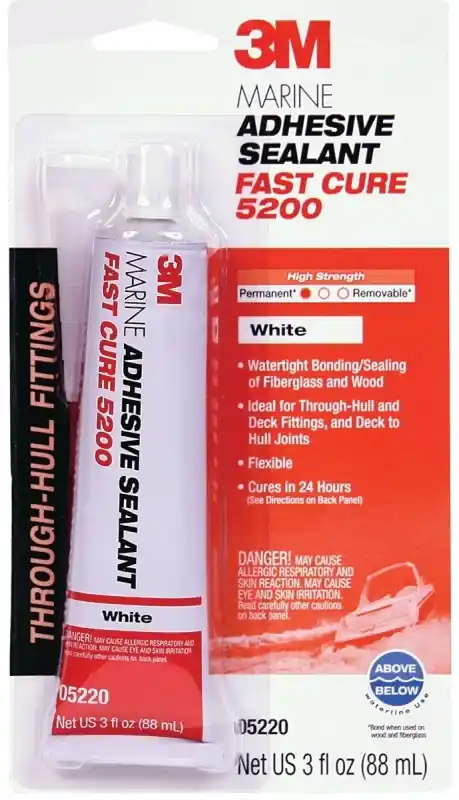Marine Adhesive Sealant Fast Cure 5200, White, 3-oz.