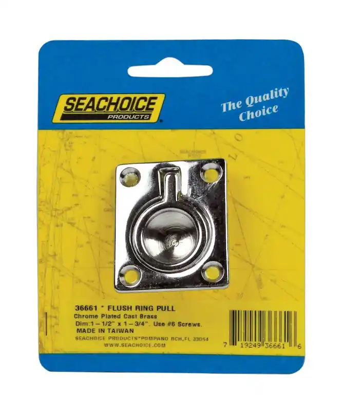 Seachoice Chrome-Plated Brass 1-3/4 In. L X 1-1/2 In. W Flush Ring Pull 1 Pk