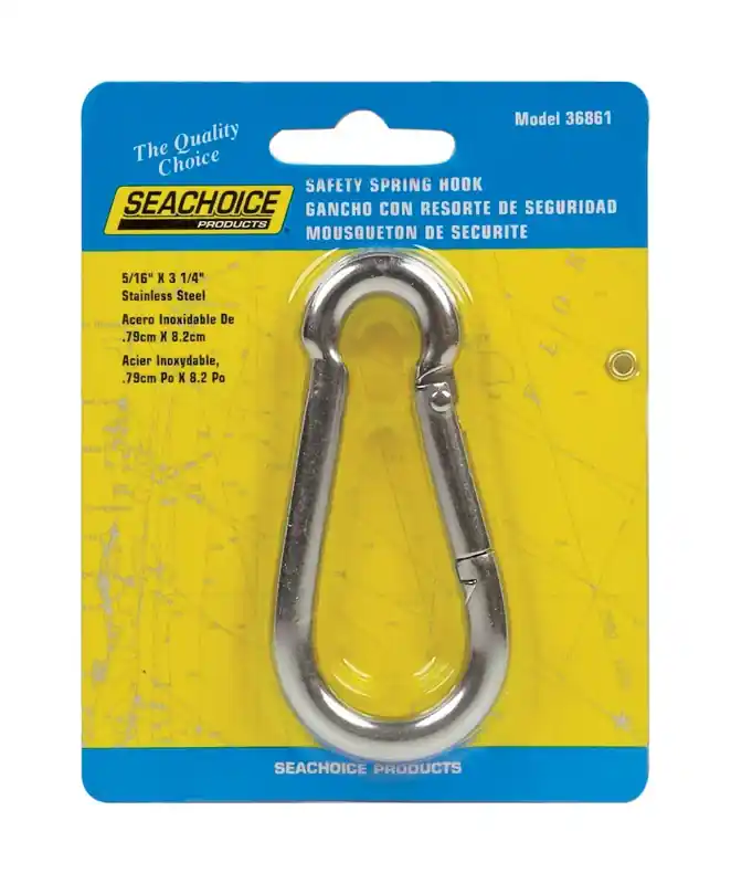 Seachoice Stainless Steel 3-1/4 In. L X 5/16 In. W Safety Spring Hook 1 Pk