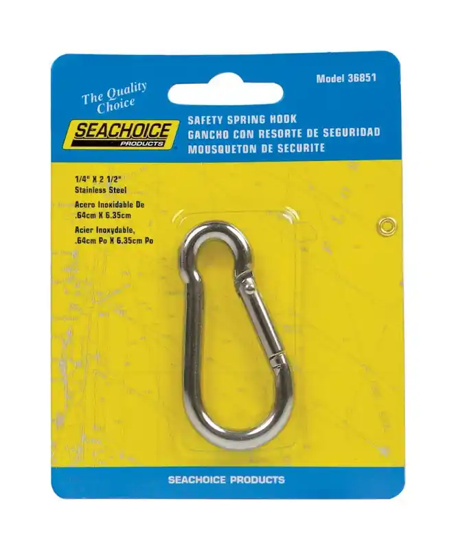 Seachoice Stainless Steel 2-1/2 In. L X 1/4 In. W Safety Spring Hook 1 Pk