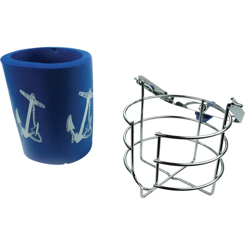 Chrome-plated Brass Drink Holder With Foam Insulator And Mounting Brackets
