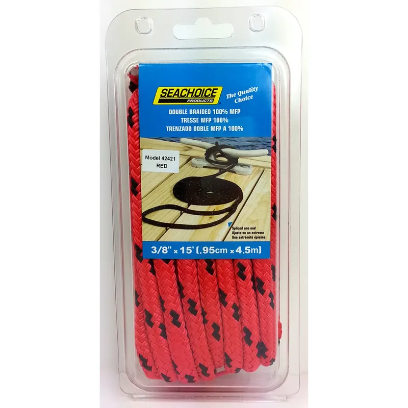 Red Polypropylene Line Dock 3/8" X 15‘ For Marine Use