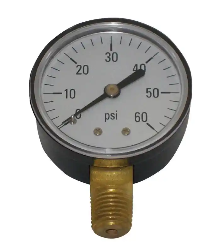 Pool Pressure Gauge, Bottom Mount, 0-60 PSI