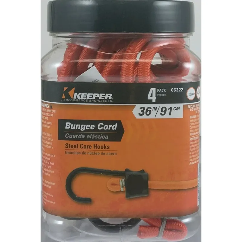 Keeper Black/Orange Bungee Cord 36 In. L X 0.374 In. 1 Pk