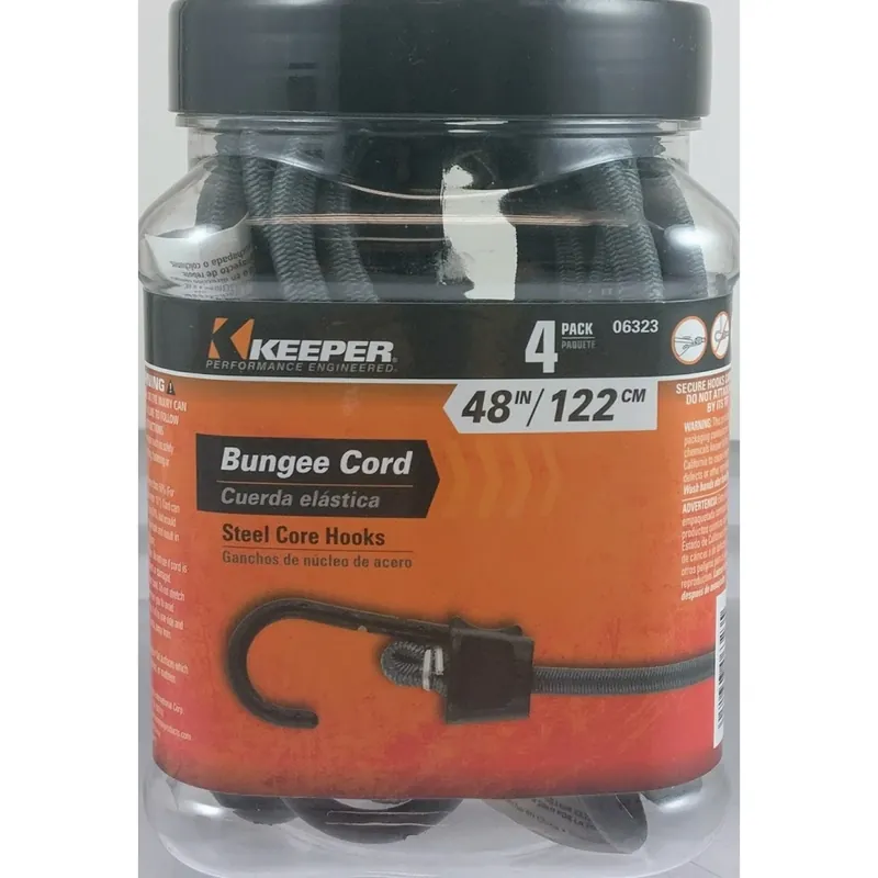 Keeper Black/Gray Bungee Cord 48 In. L X 0.374 In. 4 Pk