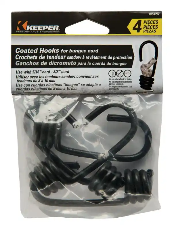 Keeper Black Bungee Cord Hooks 5/16 In. L X 3/8 In. 4 Pk