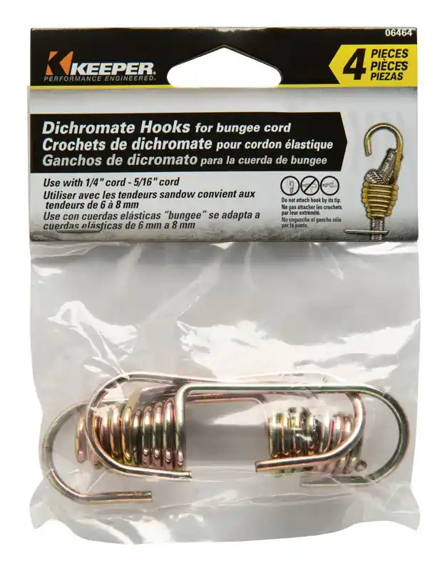 Keeper Gold Bungee Cord Hooks 1/4 In. L X 5/16 In. 4 Pk