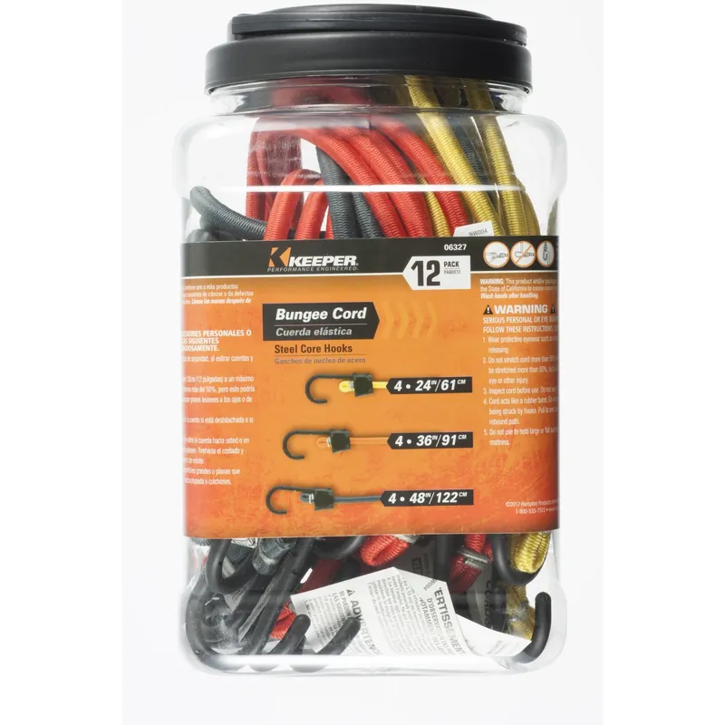 Keeper Assorted Bungee Cord Set 24 In. L X 0.315 In. 12 Pk
