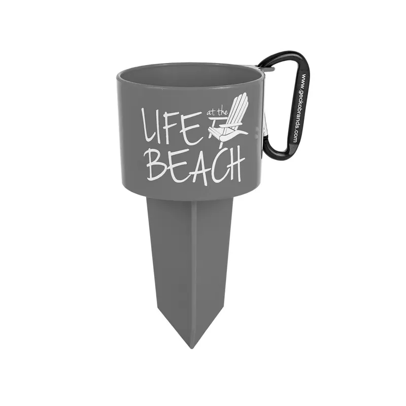 Gray Plastic 8 In. H Beverage Holder Stake With Carabiner