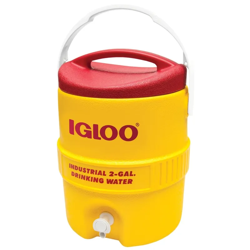 Commercial Water Cooler, Safety Yellow/Red Lid, Plastic, 2-Gallons
