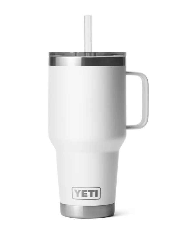 Yeti 35‑oz White Rambler Mug With Straw Lid – Insulated Travel Tumbler