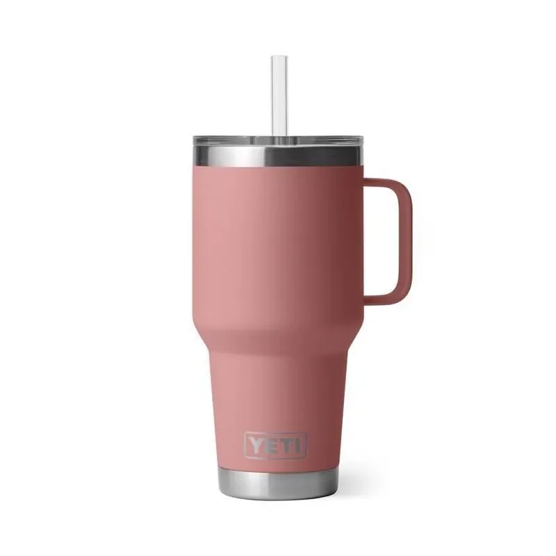 YETI Rambler 35 oz Sandstone Pink Stainless‑Steel Straw Tumbler – BPA‑Free, Dishwasher Safe