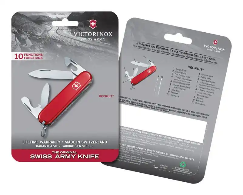 Victorinox Recruit Red Multi‑Tool Pocket Knife – 3‑inch 420HC Stainless Steel Blade