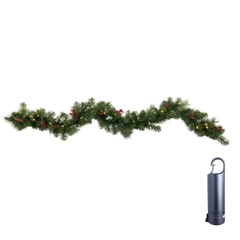 Celebrations 6‑Foot Rechargeable Mixed‑Pine LED Garland – Multicolor & Warm White