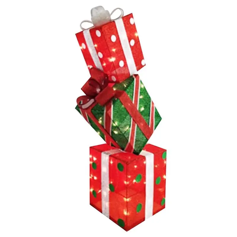 Led Stacking Gift Boxes 3 Ft. Porch Decor - Battery Operated Christmas Motif
