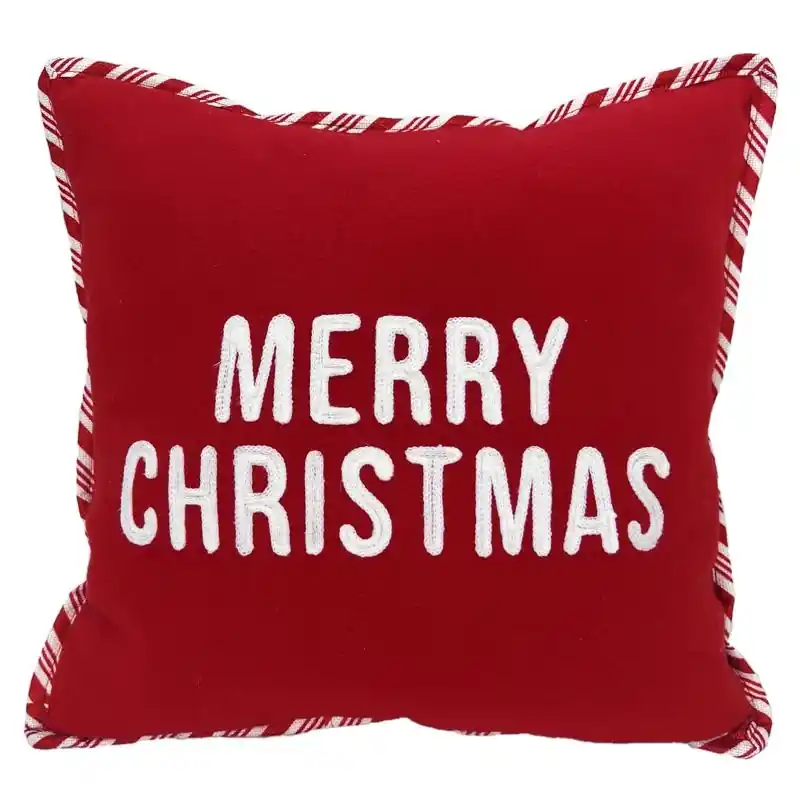 Celebrations Home Merry Christmas Pillow Red/white 16x16 In. Polyester