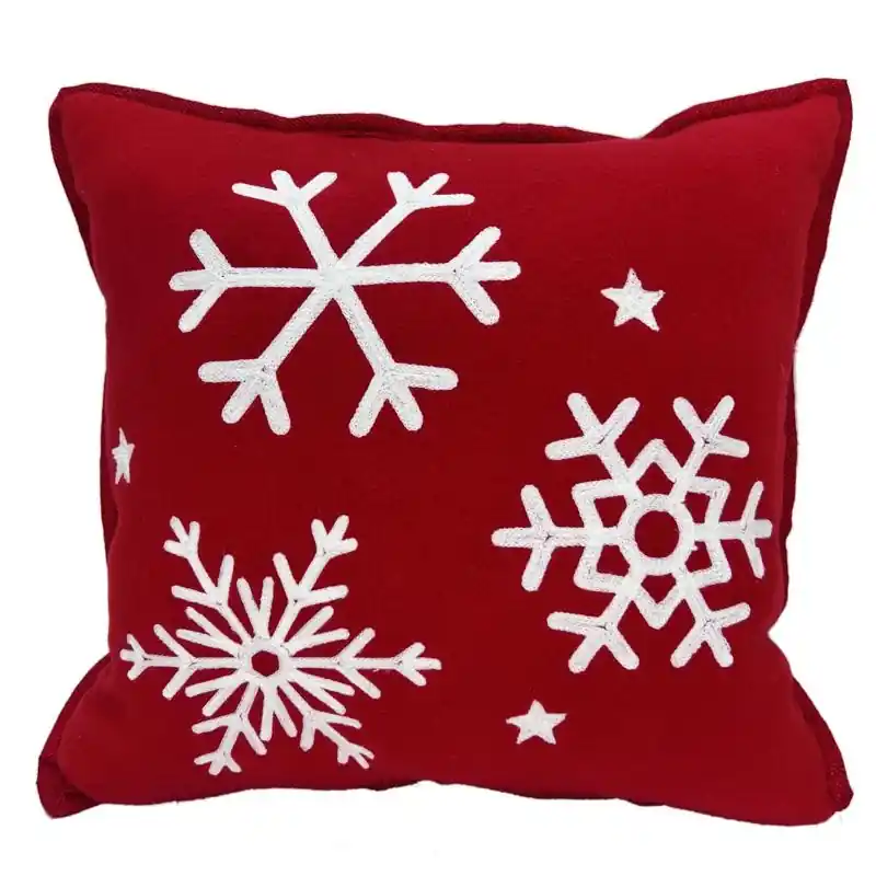 Celebrations Home Red And White Snowflake Pillow 16 X 16 In Polyester