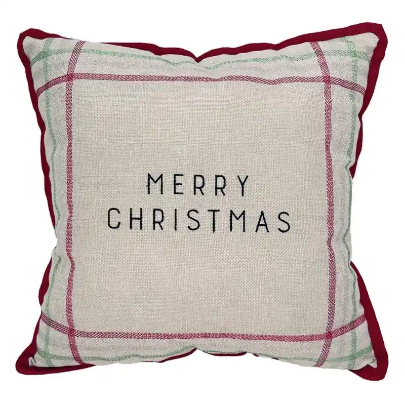 Celebrations Multicolored Winter Woodland Striped Merry Christmas Pillow 16 X 16 In.