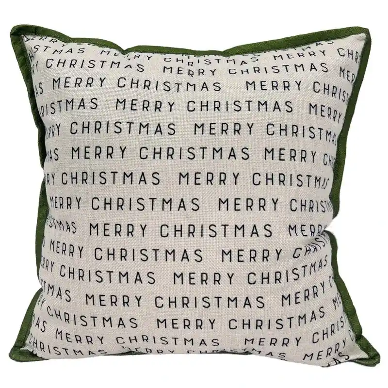 Celebrations Home Green/white Winter Woodland Merry Christmas Pillow 16x16 In.