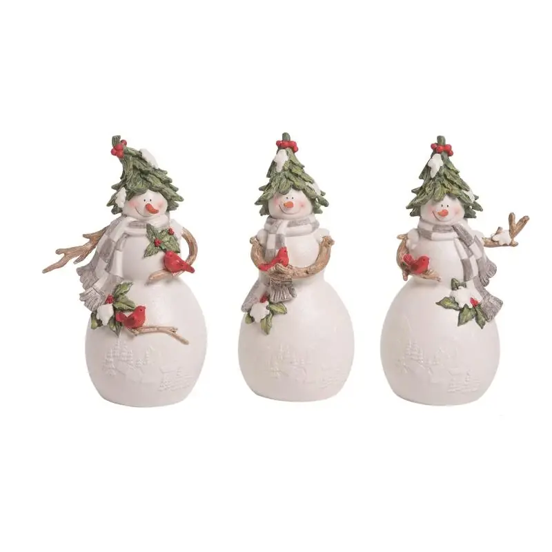 Transpac Winter White Snowman Figurine 9 In. Resin Christmas Decor