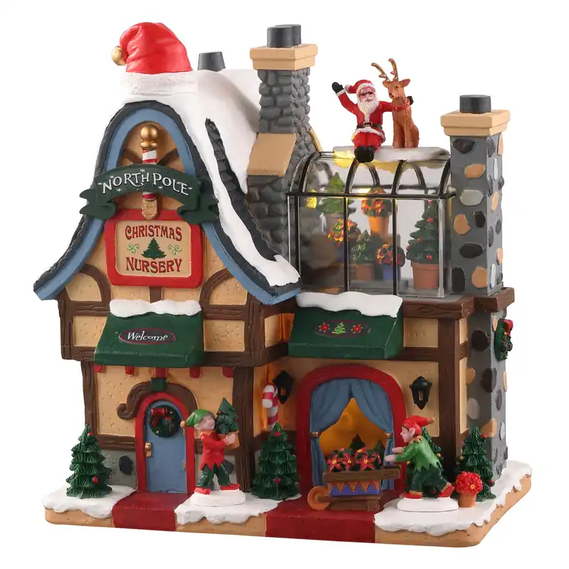 Multicolored North Pole Nursery Christmas Village 7.5 In. Indoor Decor