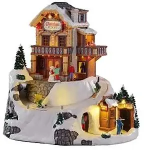 Winterhaus Resort With 4.5v Adapter - Skiers, Snowboarders, And Cozy Fire Scene