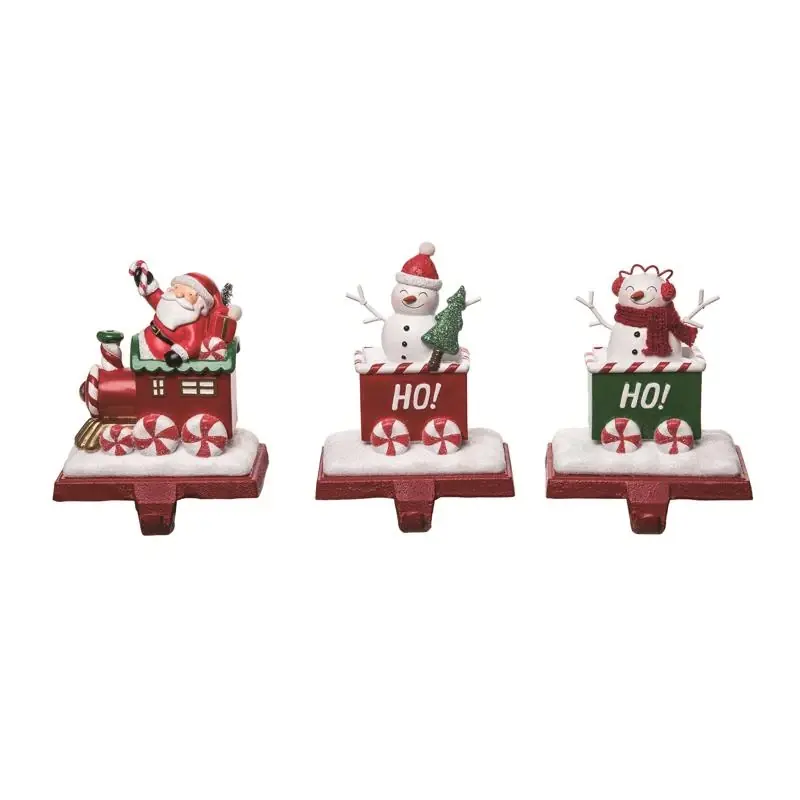 Multicolored Snowman & Santa Stocking Holder 5 In. - 3 Pack