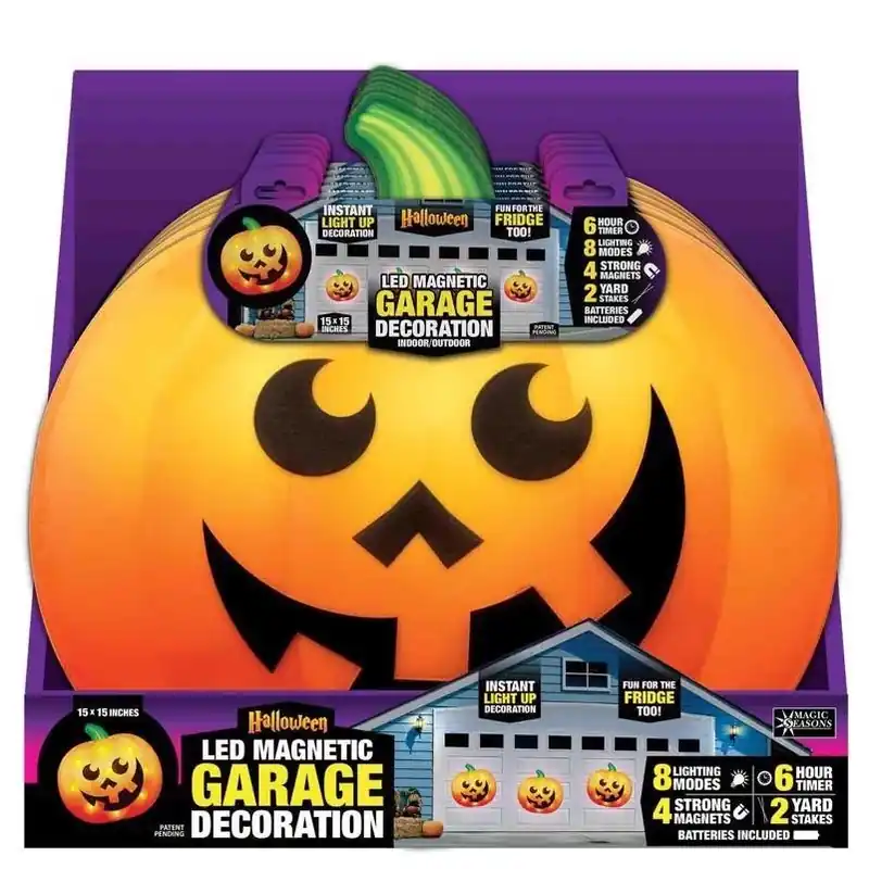 Magic Seasons LED Pumpkin Halloween Decoration – 8 Warm‑White Lights, 15‑inch Battery‑Operated