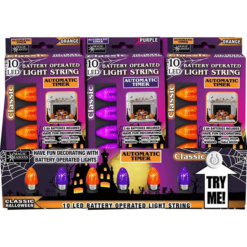 Magic Seasons Orange/Purple 9 In. Prelit String Lights
