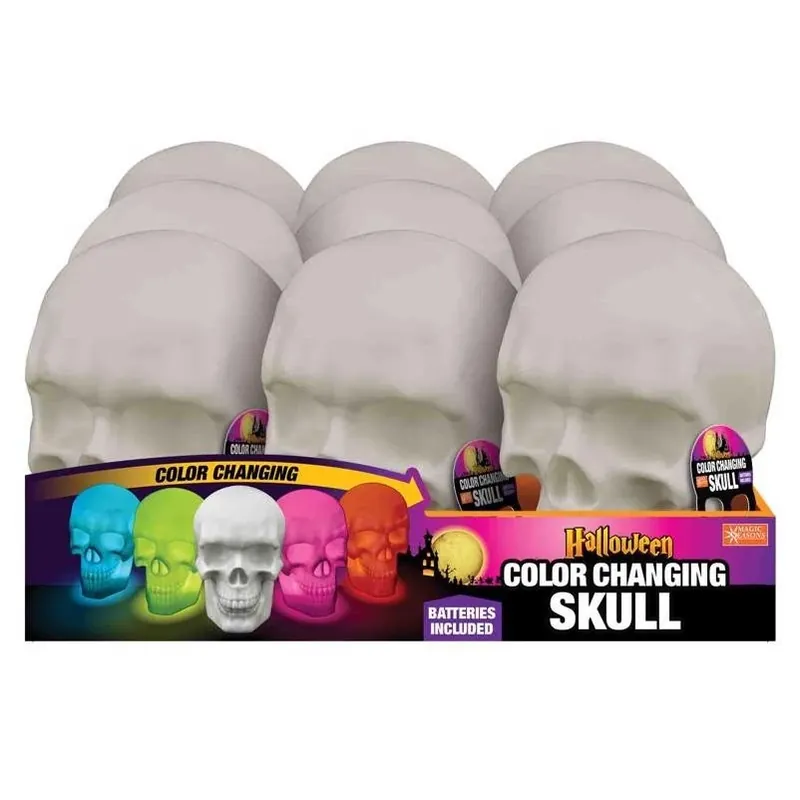 Magic Seasons LED Color‑Changing Skull – 5.25‑Inch Battery‑Operated Halloween Décor