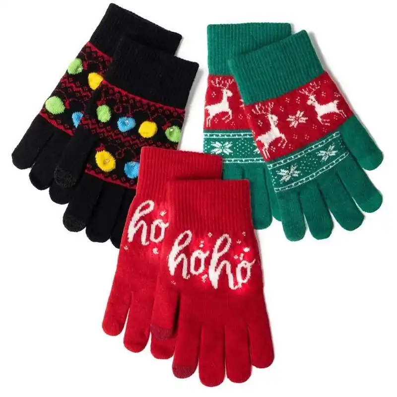 Lotsa Lights LED Holiday Christmas Gloves – Light‑Up Knit Mittens For Festive Fun