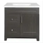 Shaker Door & Drawer Vanity Combo, Moderna Grigio Finish & White Marble Top, 30 In. Wide