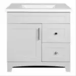 Shaker Door & Drawer Vanity Combo, Fashion Grey Finish & White Marble Top, 30 In. Wide