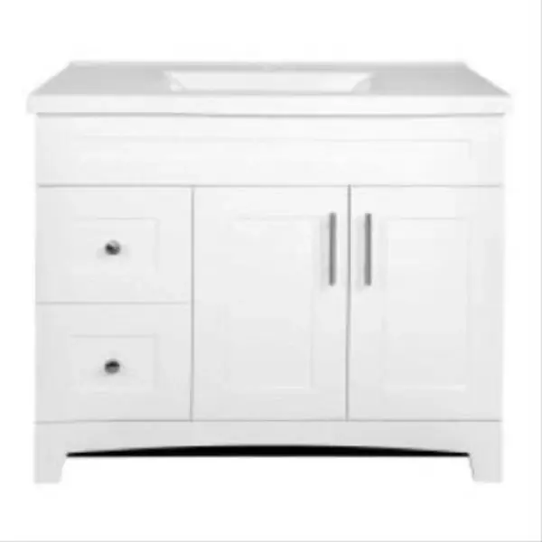 Shaker Door & Drawer Vanity Combo, White Finish & White Marble Top, 36 In. Wide