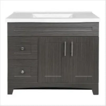 Shaker Door & Drawer Vanity Combo, Moderna Grigio Finish & White Marble Top, 36 In. Wide