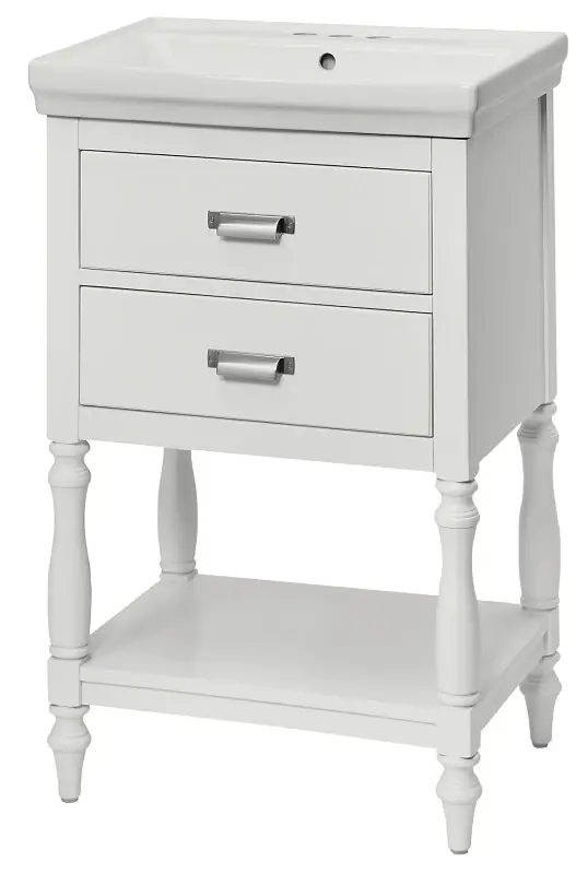 Cherie 24x35 Inch White Vanity Combo With Integrated Sink Top And Storage