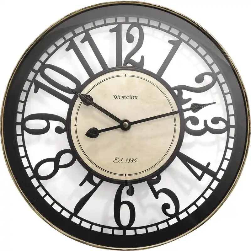 12 Inch Open Arabic Wall Clock With Bronze Frame And Large Numbers