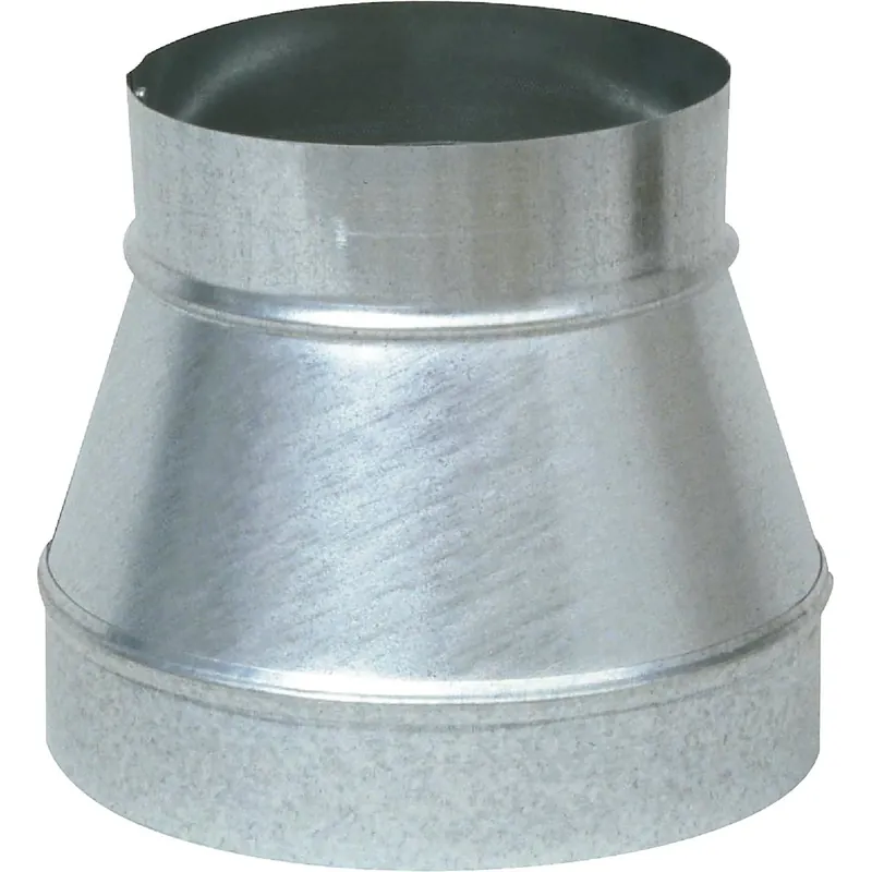 HVAC Duct Pipe Reducer/ Increaser, No Crimp, 28 Gauge, 7 X 6 In.