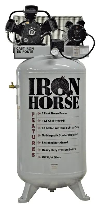 Ihd7180v1 Vertical Air Compressor 7 Hp 80 Gallon 16.5 Cfm At 90 Psi