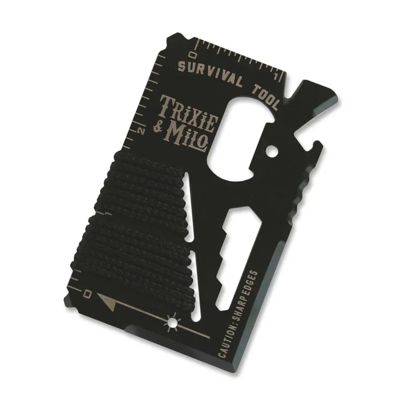 Survival Wallet Multi-tool 15 Functions Stainless Steel Black