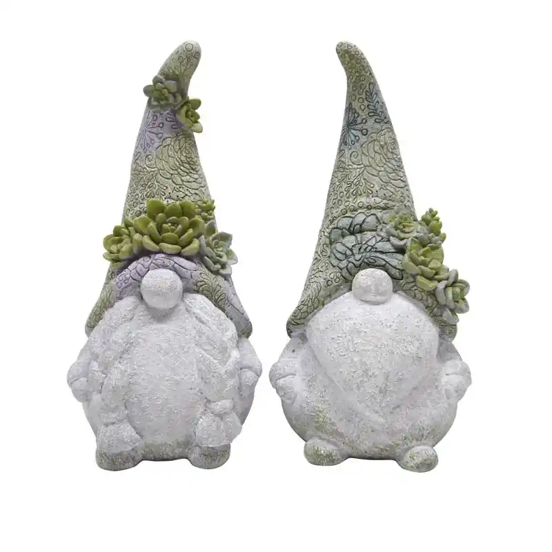 Meadow Creek Polyresin Multi-color 14 Inch Mr And Mrs Gnome Garden Statue